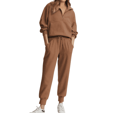Women's half-zip 2-piece lounge set